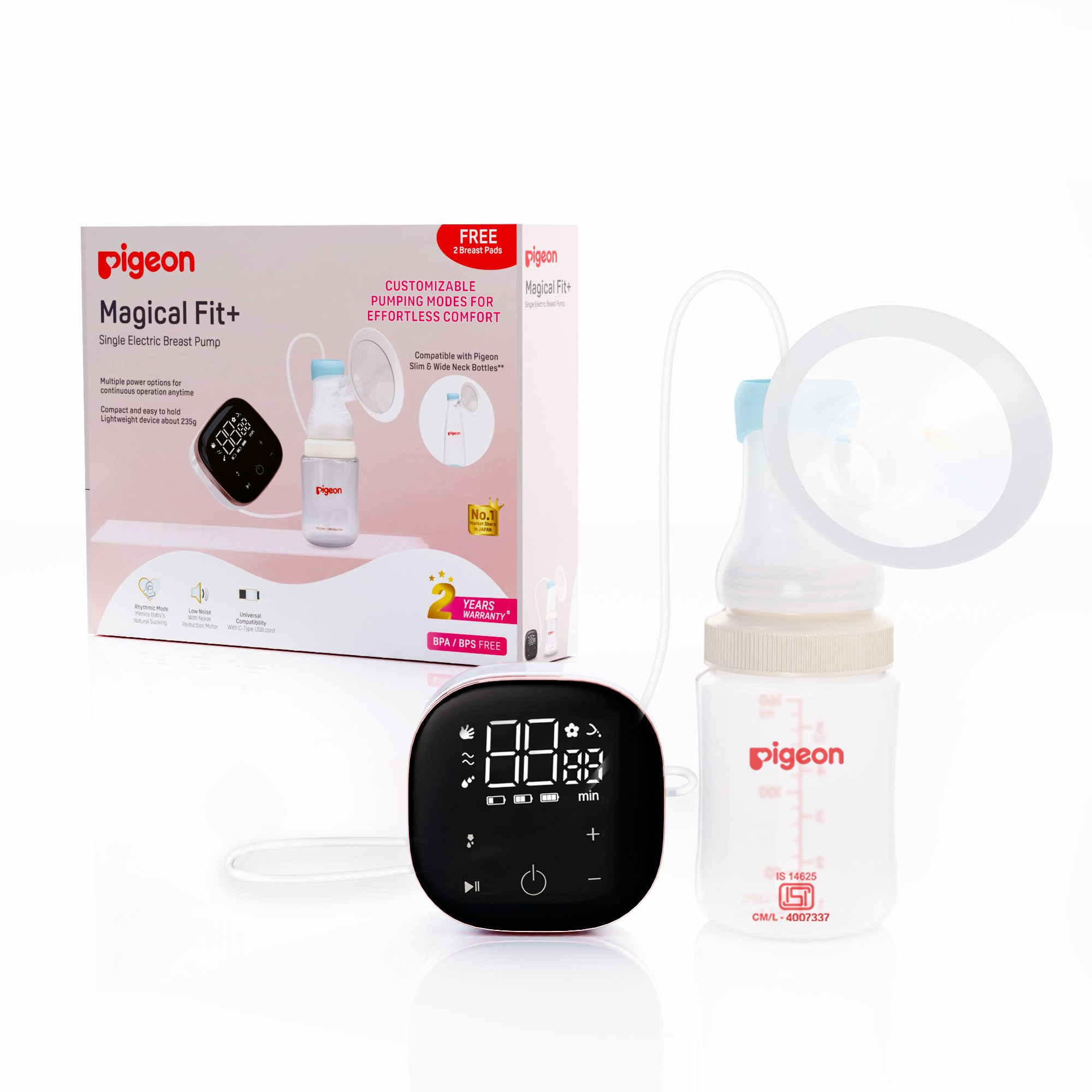 Pigeon Magical Fit+ Electric Rechargeable Breast Pump | Quiet Motor, Digital Touch Screen, 4 Stage & 10 Level Suction, BPA & BPS Free-image-45