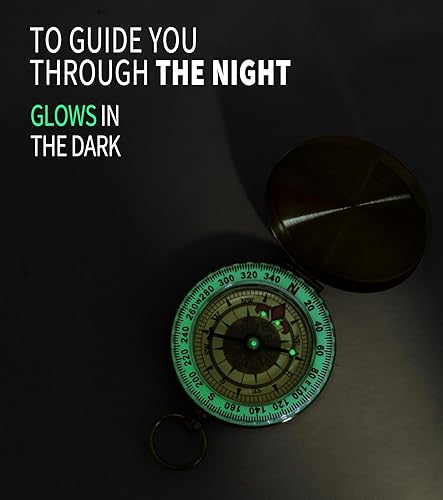 Miniatura 7 de Brújula de supervivencia de campamento que brilla en la oscuridad, brújula militar para senderismo, camping, mochileros, actividades al aire libre