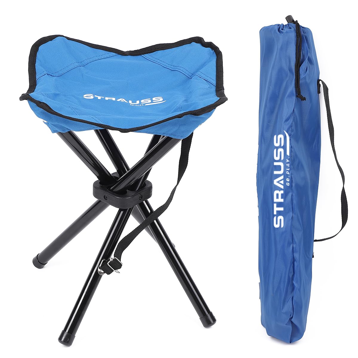 STRAUSS Folding Camping Chair |Portable & Foldable Stool for Camping, Fishing, Gardening, and Beach| 4-Leg Chair|Camping Accessories |Compact Outdoor Seat for Travel,Picnic,Outdoor,Blue(30X30X38 cm) (B0CD7N1TLM) Amazon Price History, Amazon Price Tracker