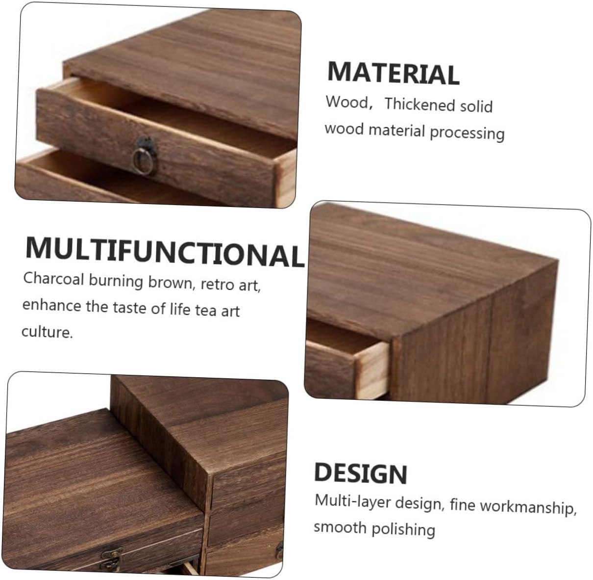 1Set High Vintage Wooden Tea Box for Pu Er Tea Storage Stylish Tea Box Organizer for Loose Tea and Tea Cakes Elegant Desktop Tea Storage Solution