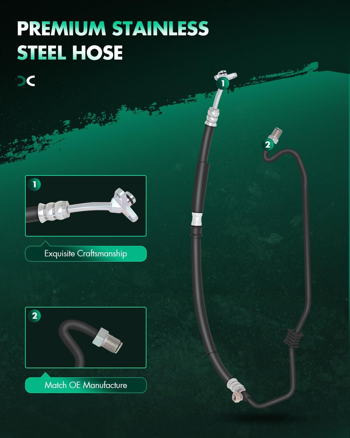 SCITOO Power Steering Pressure Hose Line Assembly Fit For Honda Accord 2.4L 2003 2004 2005 2006 2007 for Acura TSX 2.4L 2004 2005 2006 2007 2008 Replace #53713-SDC-A02