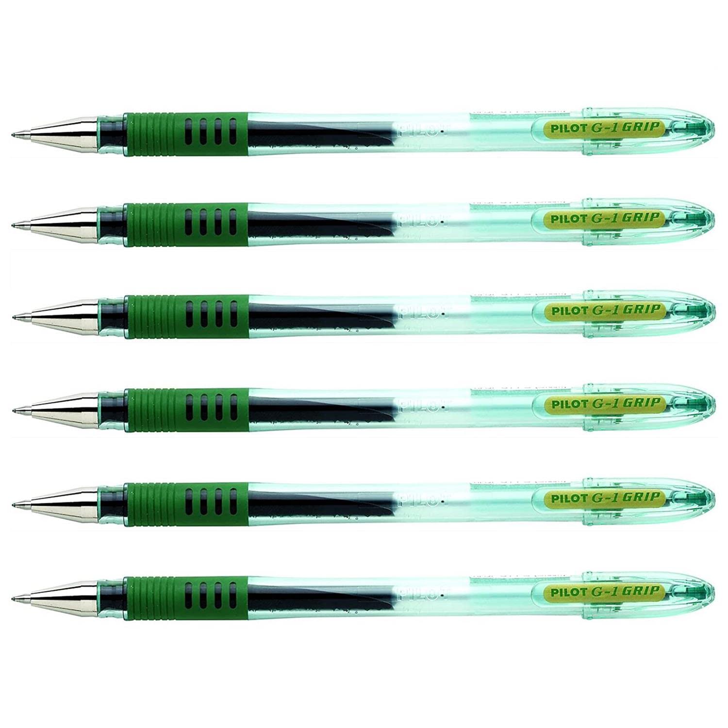Pilot - Lote de 6 bolígrafos de gel G1, bola de 0,7 mm, trazo de 0,5 mm, color verde