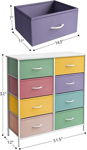 Miniatura 3 de Sorbus Kids Dresser with 8 Drawers - Furniture Storage Chest Tower Unit for Bedroom, Hallway, Closet, Office Organization - Steel Frame, Wood Top,