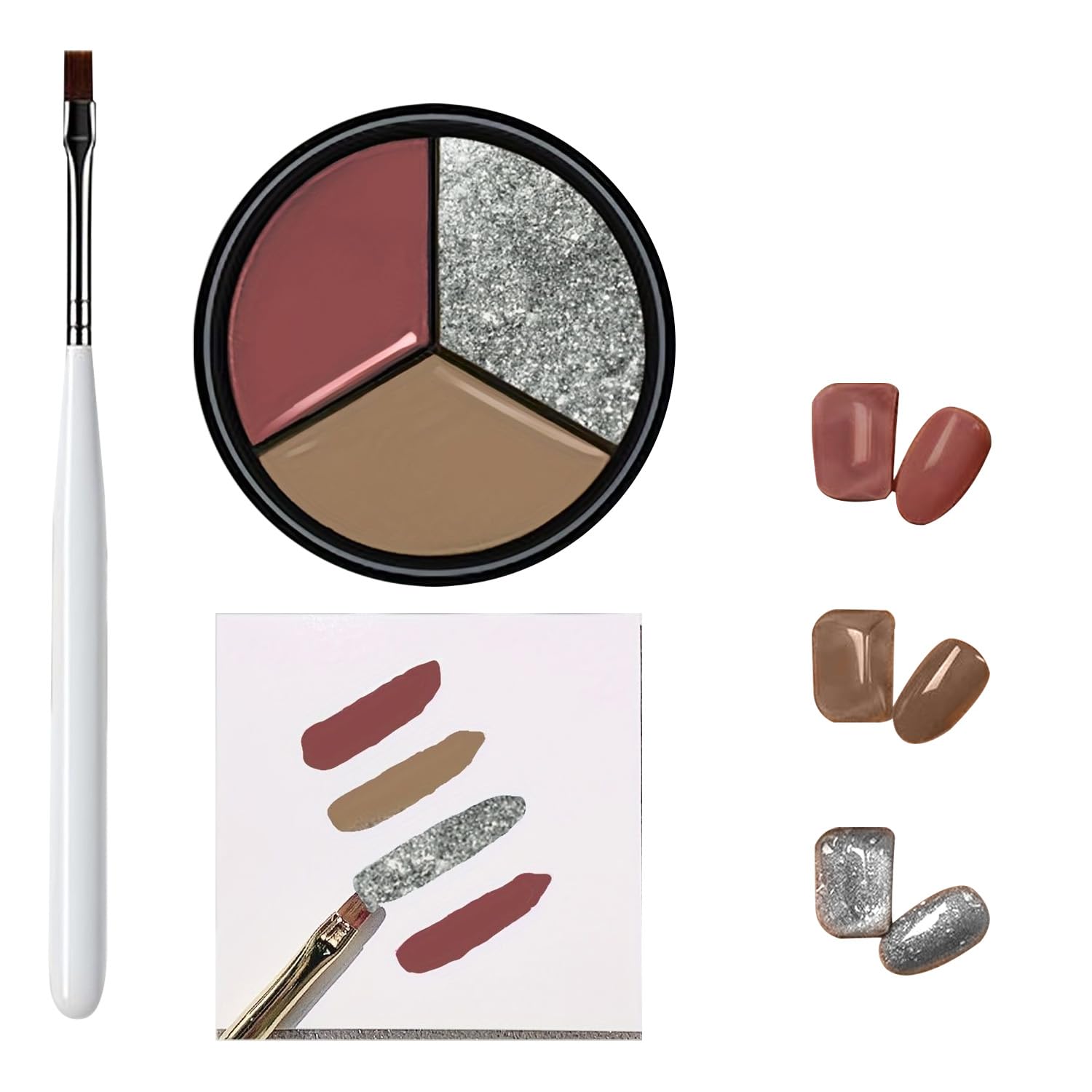 Solid Gel Nail Polish Set coffee & Sliver Cream Nail Gel Polish for DIY Nail Art Painting Sparkling Gel Polish Colorful for Nail Salon or DIY at Home