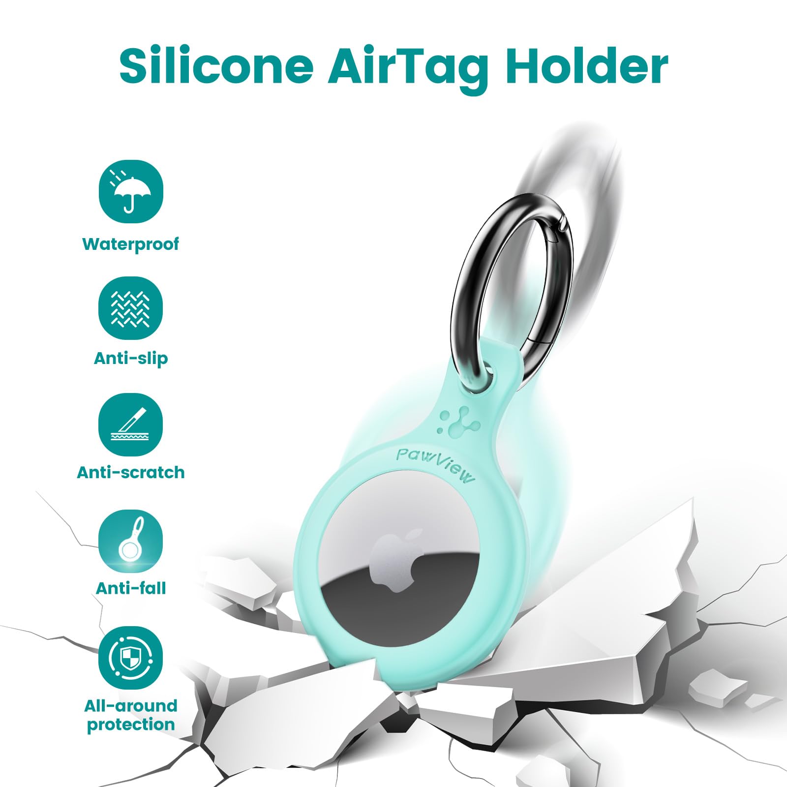 AirTag Holder & Collar for Pets. GPS Tag & App with Smart QR ID for Instant Location Pet Profile and Contact Info. Dog Tracker or Cat Tracker(Tiffany) - Image 2
