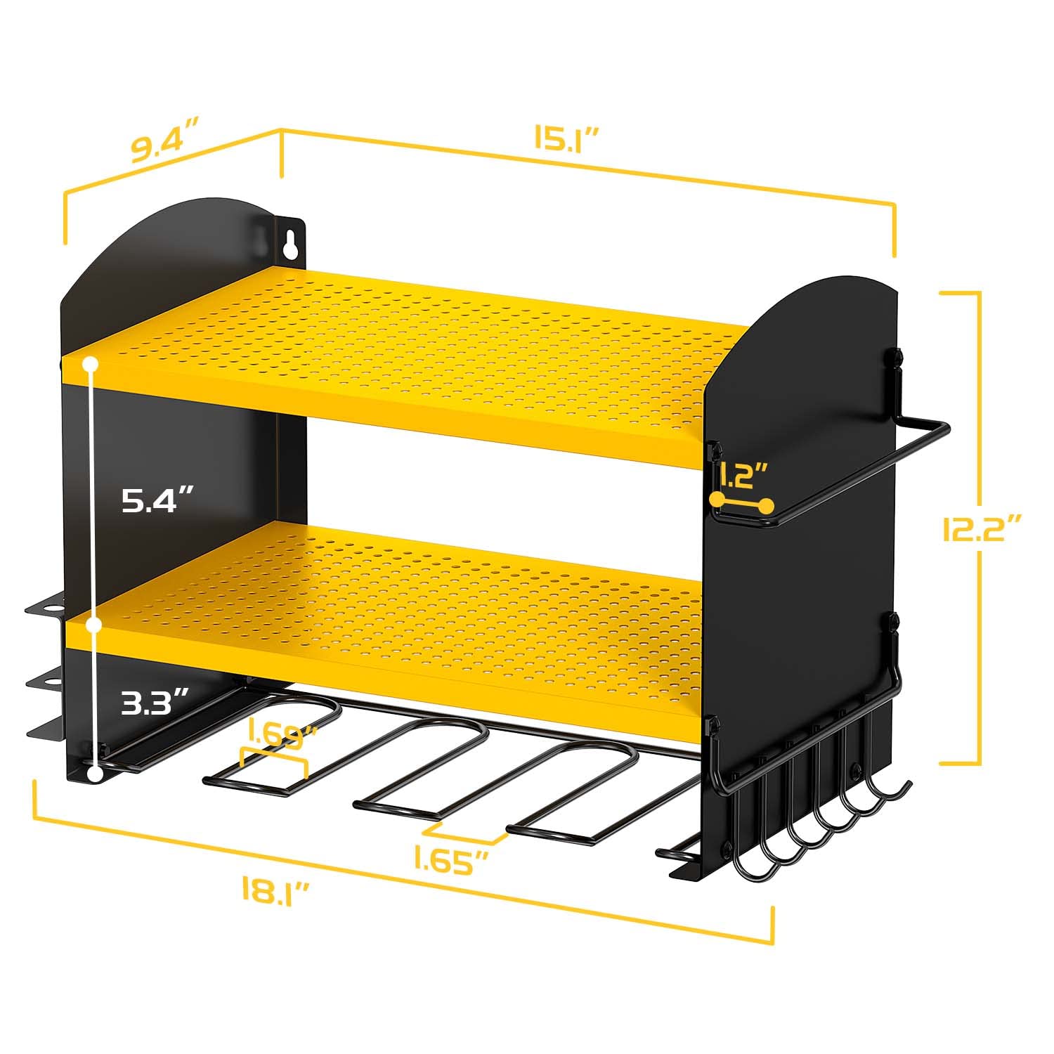 MOOMSINE Organizer Da Parete Per Utensili Elettrici – Scaffale A 4 Strati Con Supporto Per Batterie E Stazione Di Ricarica