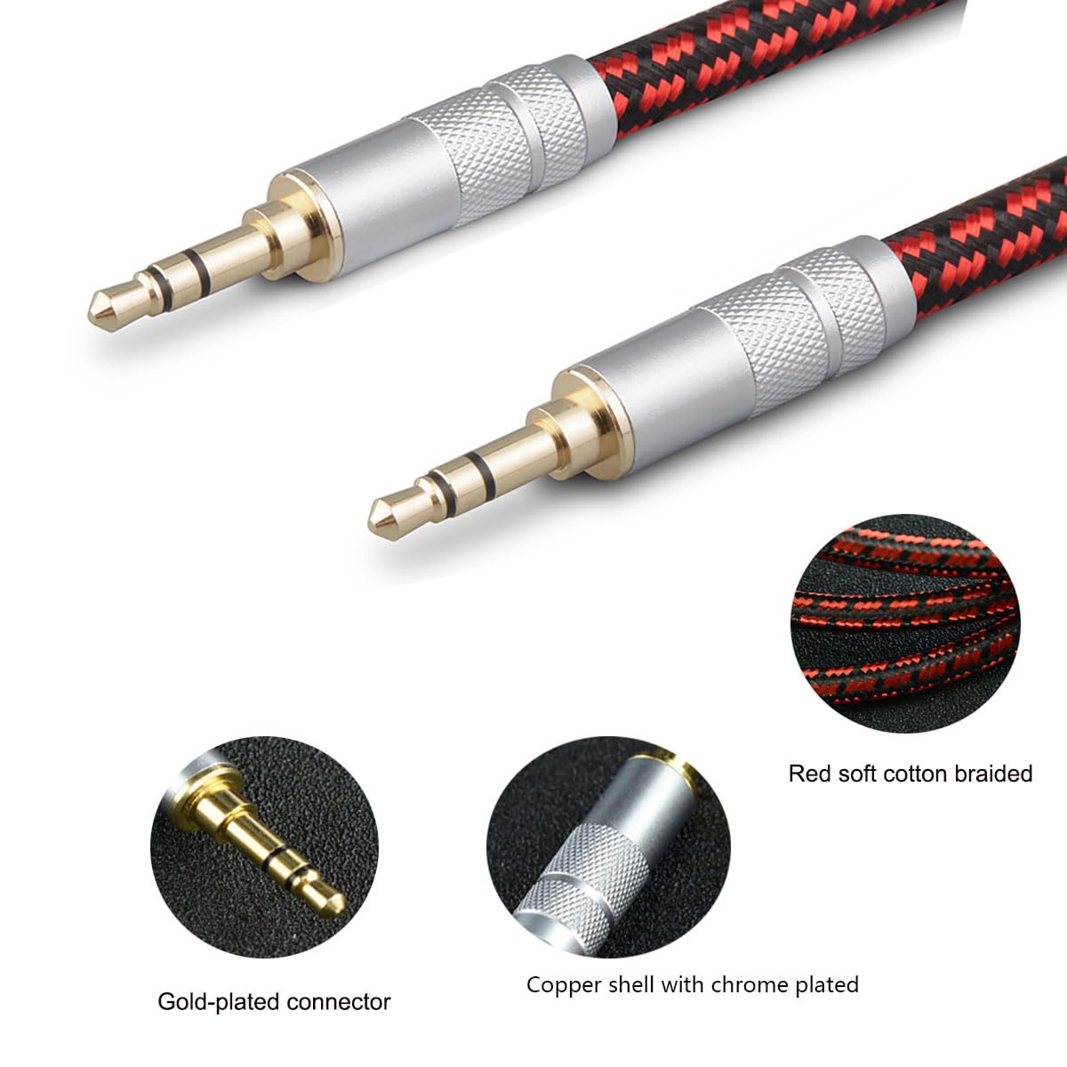 Audiophile High Purity Copper Audio Cable 3.5mm Male to 2 RCA/Phono Male Audio Auxiliary Gold-Plated Stereo HiFi Y Splitter Adapter Cable (Straight 3.5mm to 2 RCA, 16.4ft/5m)