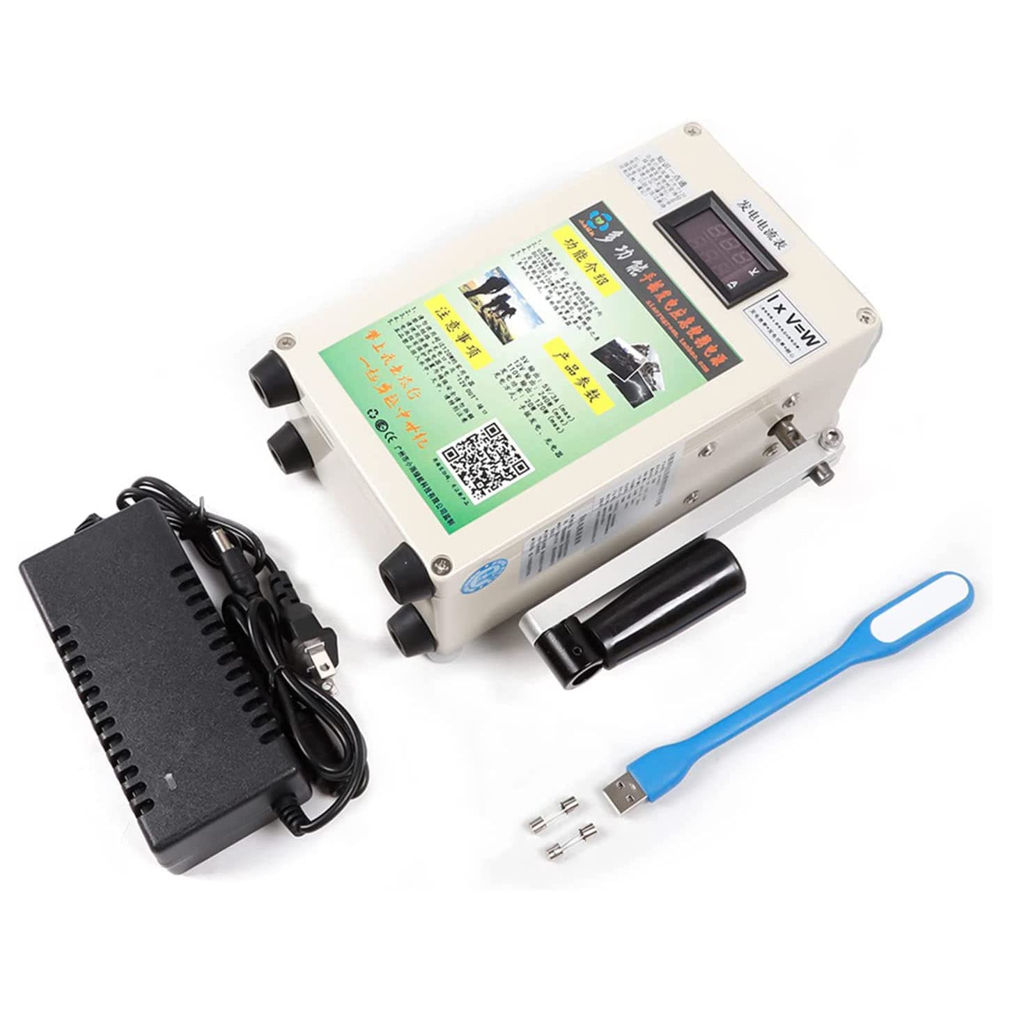 Generatore a manovella portatile,Dotato di luce di emergenza super luminosa,Batteria al litio da 65 Wh,Uscita USB,Supporto della carica del pannello solare,220V