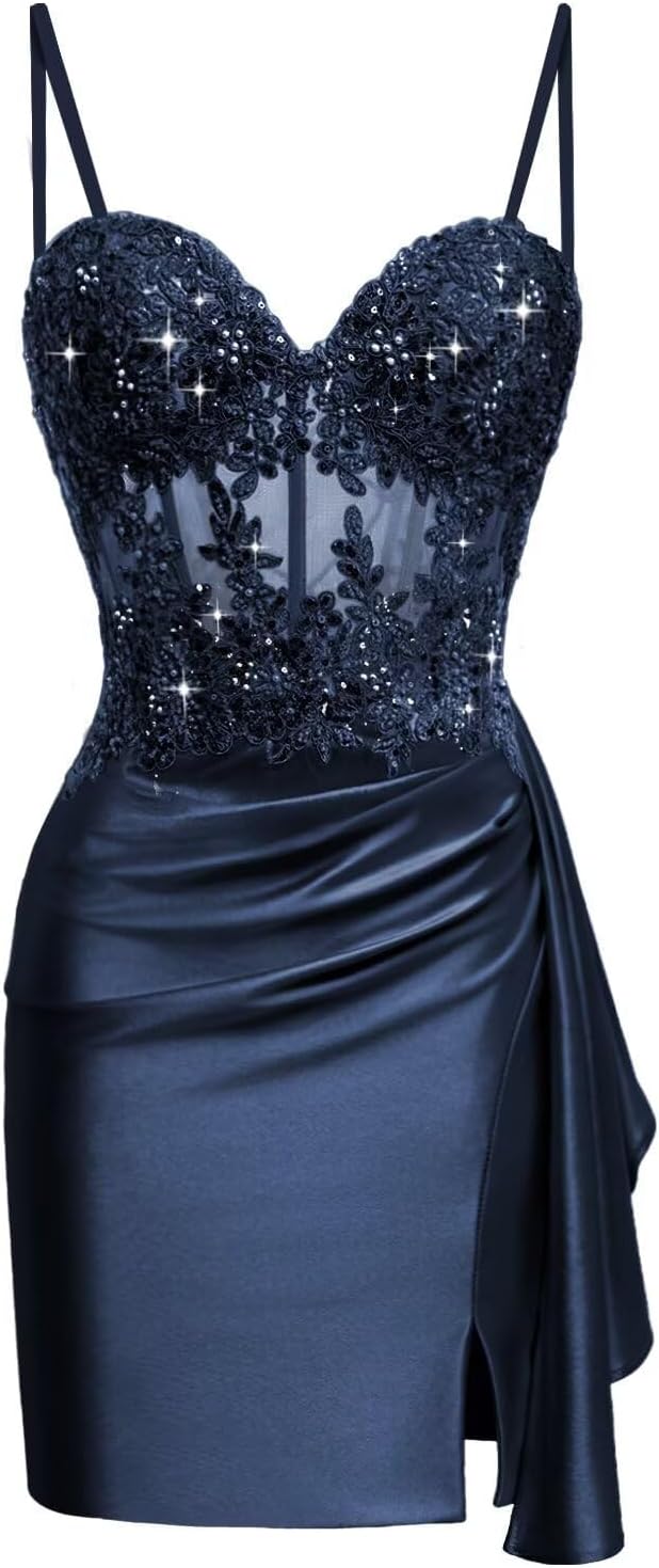 Lace Satin Homecoming Dresses Short for Teens 2025 Mini Bodycon Prom Cocktail Party Gown for Women