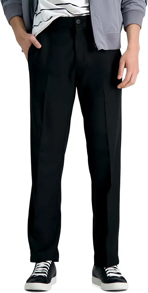 Haggar Men's Cool 18 Pro Straight Fit Flat Front Dress Casual Stretch Golf Pant