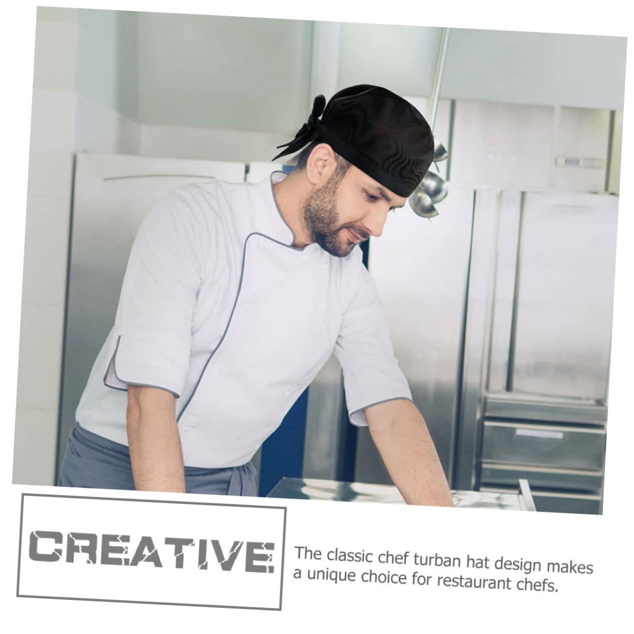 8 Gorros de Chef Diseño Simple Estilo Japonés Negro de Algodón Unisex Elásticos y Cómodos para Cocina y Comedor para Profesionales