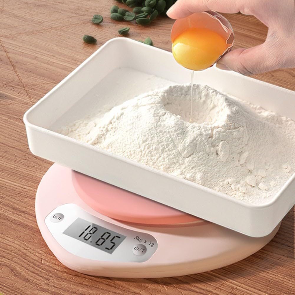 Zilimontt Bilancia da cucina ad alta precisione, design elegante e compatto, display LCD a forma di cuore rosa, bilancia digitale da cucina con funzione tara, accessori da cucina