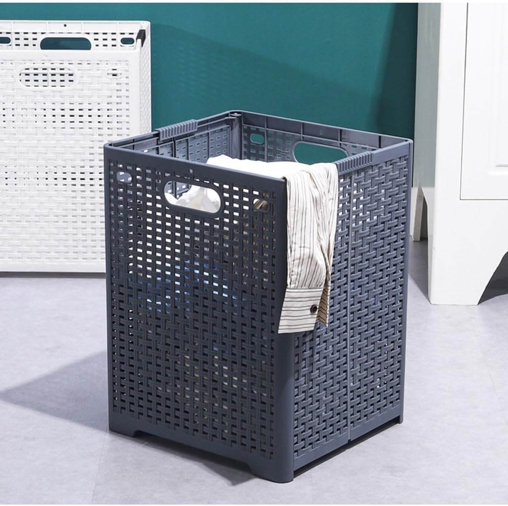 Cesto de ropa plegable de plástico con asas de transporte, cestas de almacenamiento plegables para la colada, cesto de ropa de esquina, contenedor de almacenamiento de doble uso para el hogar, baño, l