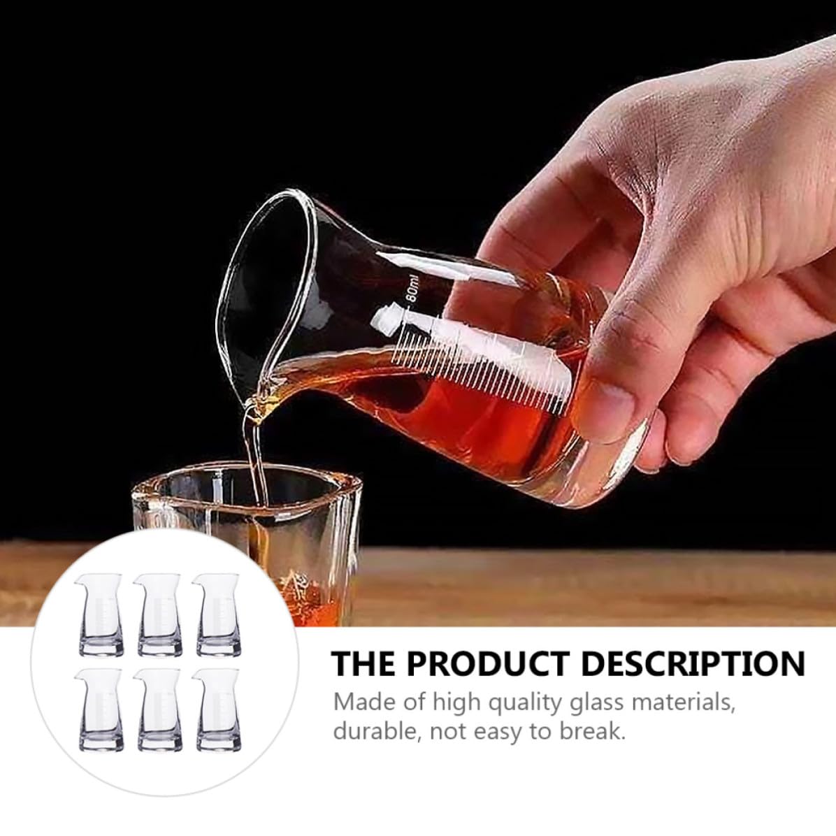 Didiseaon Set 6 Pezzi Misurini per Cocktail in Vetro da 80ml Graduazione, Misurazione Accurata e Resistente, per Casa e Feste