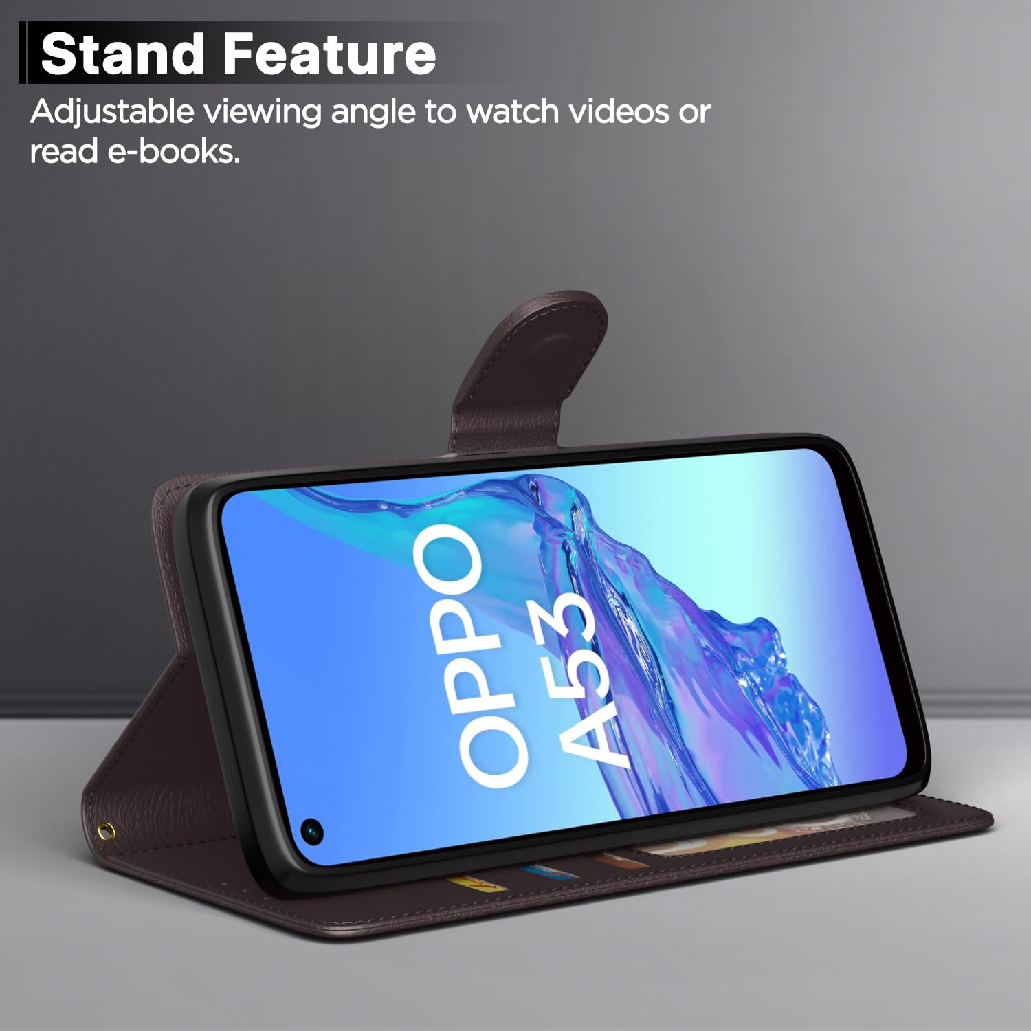 Oppo A53 Leather Flip Case - Wallet Stand & Protection -3 Oppo A53 Leather Flip Case - Wallet Stand & Protection -3