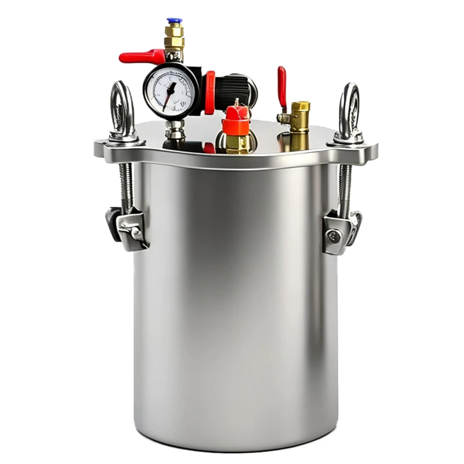 Vituord Stainless Steel Dispenser Pressure Tank, Pneumatic Seal Storage Glue Barrel, With Pressure Regulating Valve, Barometer, For Liquids Glues, Paints, Coatings 2L