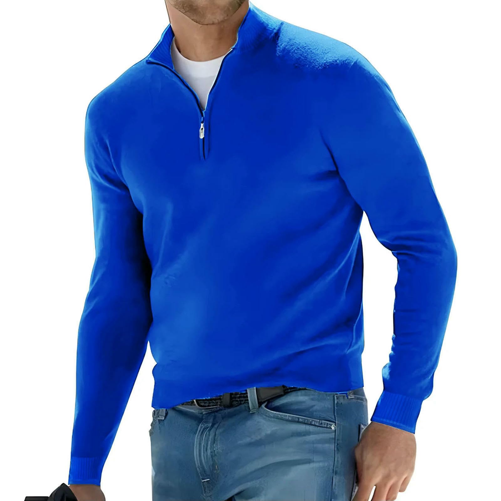 Maglione Uomo Pullover A Maniche Lunghe da Maglioni con Mezza Cerniera Lavorato Maglia Scollo V Streetwear Traspirante Oversize-Grigio Scuro-XXXL Asiatico (75-90 kg)