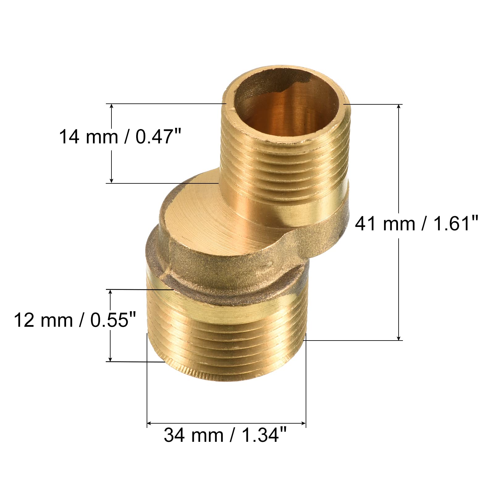 Adattatore Ottone Per Rubinetto Vasca - G1/2 G3/4 Filettatura Maschio 65mm Colore Giallo - Foto 10