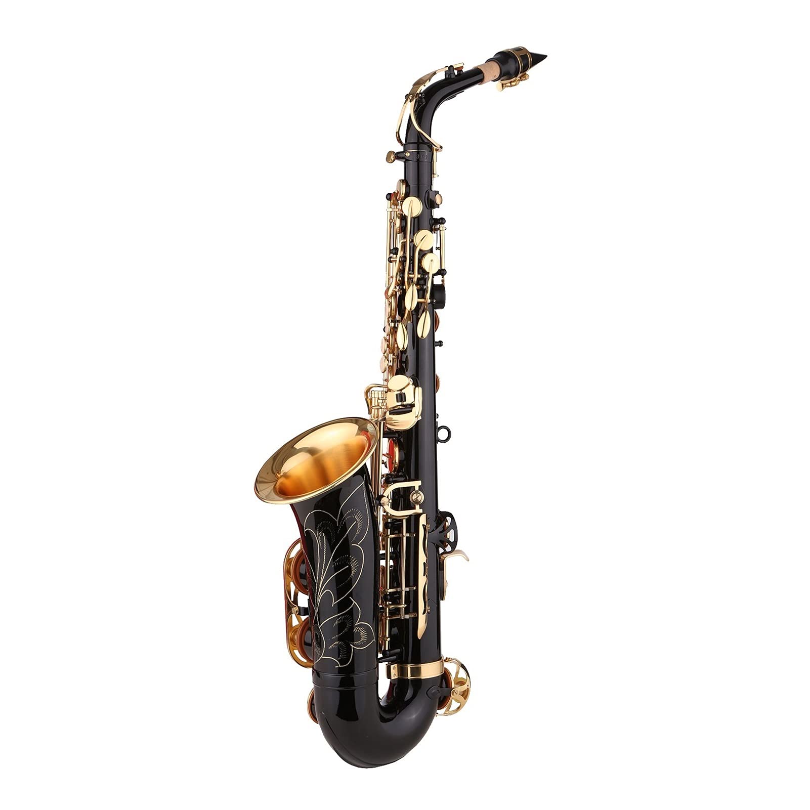 Sax Principianti Kit Ottone EB Alto Sax E Sassofono Piatto Black Vernice in Oro Laccature in Oro con Accessori per Cause Strumento a fiato