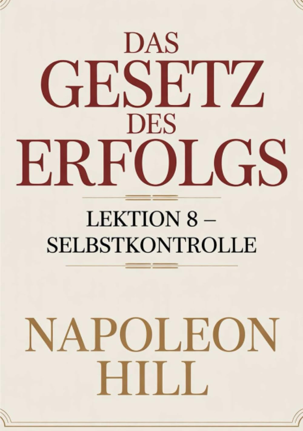 DAS GESETZ DES ERFOLGS Lektion 8 – SELBSTKONTROLLE (übersetzt)