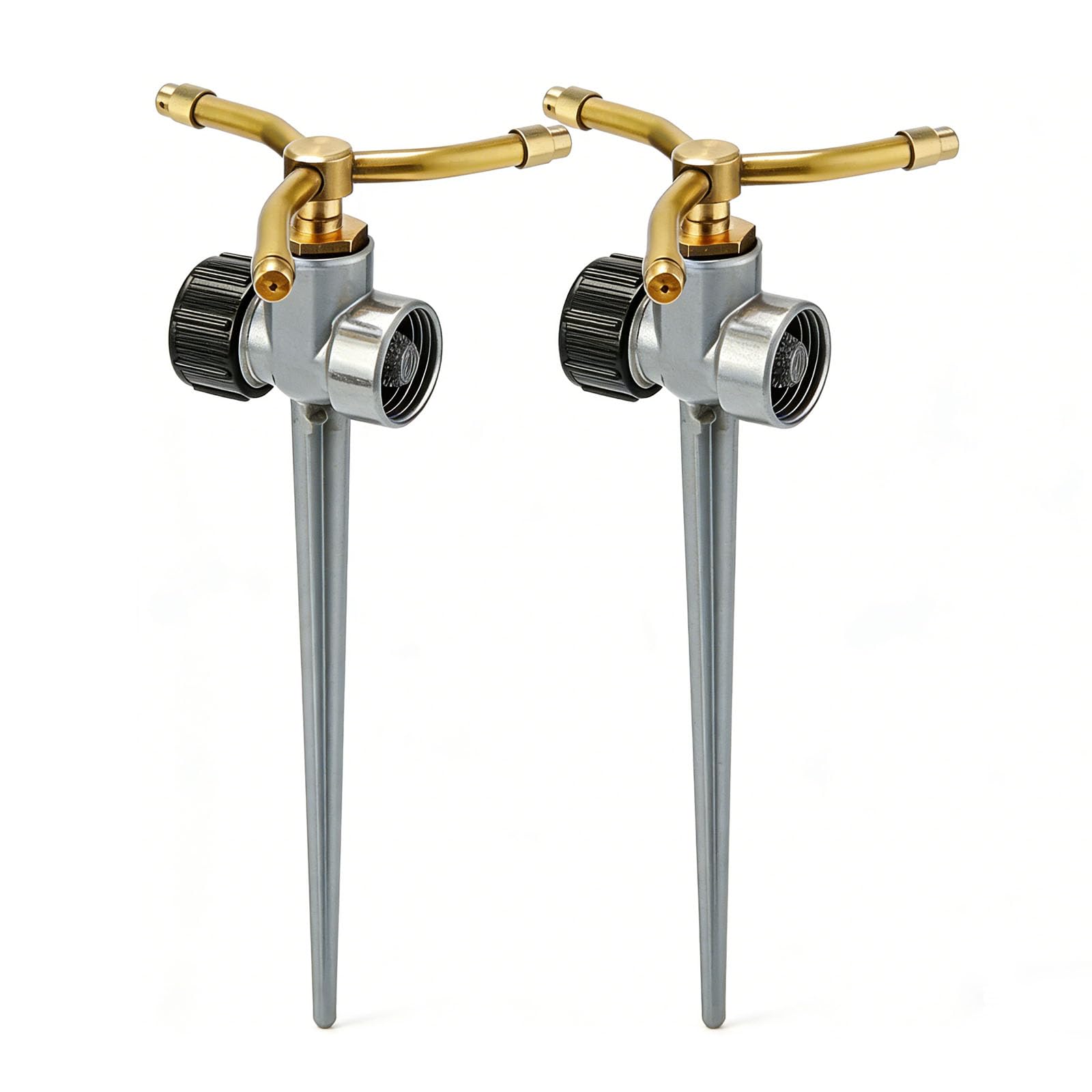 Photo 1 of [2 Pack] TEIENNA 3-Arm Brass Sprinkler with Metal Spike Base, 360 Degree Automatic Rotary Lawn Sprinkler System for Garden Plant, Flower Bed and Yard Watering, Large Area Coverage Irrigation