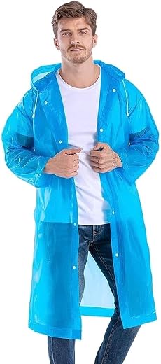 Casual Solid Men Raincoat (Ponchu Long Raincoat_Blue_1 Pcs)