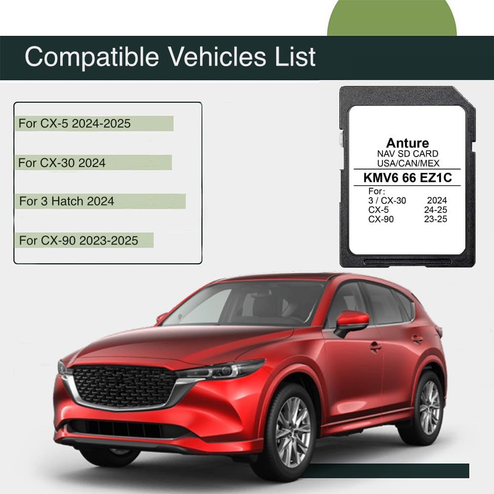 Anture 2025 Update Navigation SD Card for CX-5 (2024-2025), CX-30/3 Hatch (2024), CX-90 (23-25) - 32GB Offline GPS Map for Road Trips - No Signal Required, Works with HUD