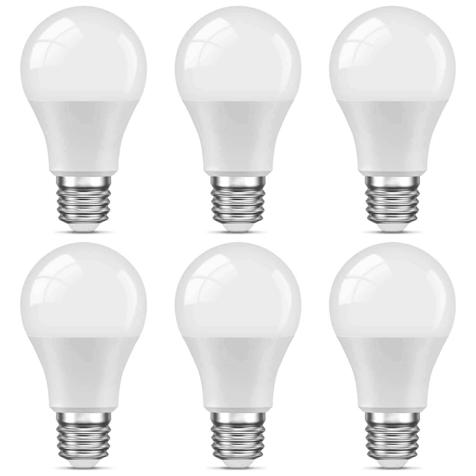 LEDYA E27 Screw Bulb, 9W 806LM E27 LED Lights Bulbs, 60W Incandescent Bulb Equivalent, 3000K Warm White, A60 Energy Saving Lamp Bulb, Pack of 6, 19017
