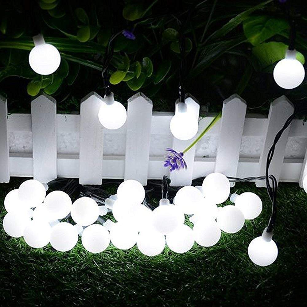 Guirnalda de luces solares Grobe para exteriores, 22 m, 200 LED, guirnalda de luces solares impermeables, 8 modos para jardín y patio (blanco)