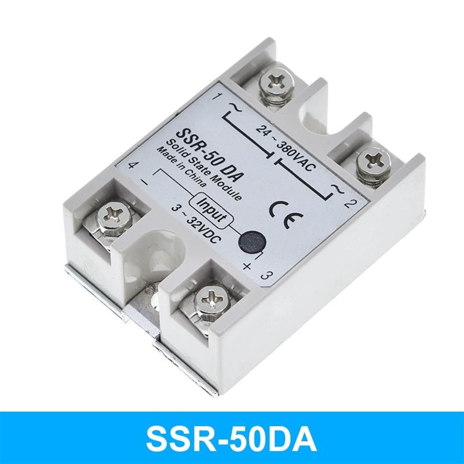 Halbleiterrelais SSR-10DA SSR-25DA SSR-40DA SSR-50DA 10A 25A 40A 50A Eigentlich 3-32V DC bis 24-380V AC SSR 10DA 25DA 40DA 50DA Ersatzteile (Size : SSR-50DA)