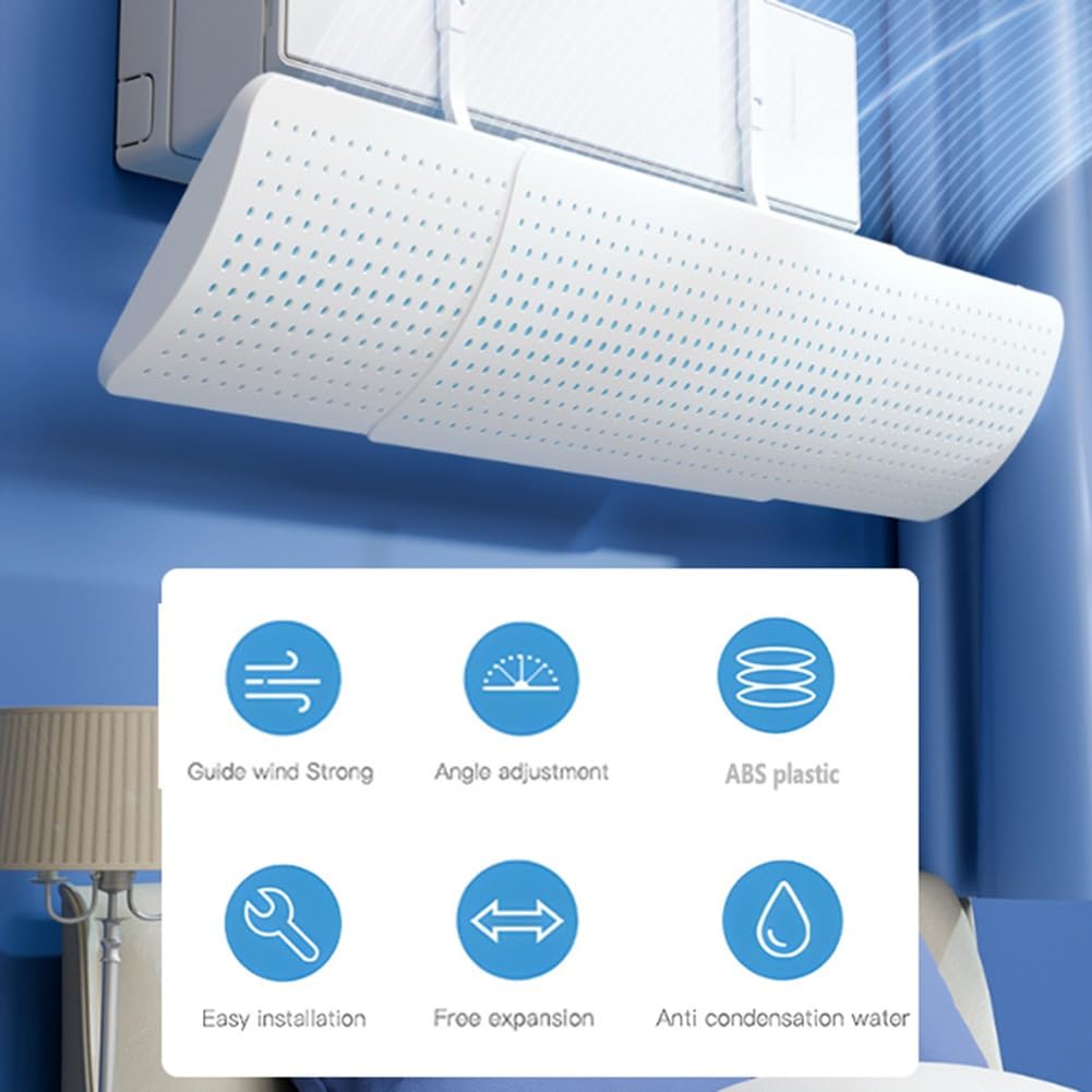 Condizionatore Deflettore di Ventilazione Aria Retrattile | Anti-soffio Diretto, Regolabile Paravento Climatizzatore Universale, Filtro in Cotone, Ruotabile a 180°