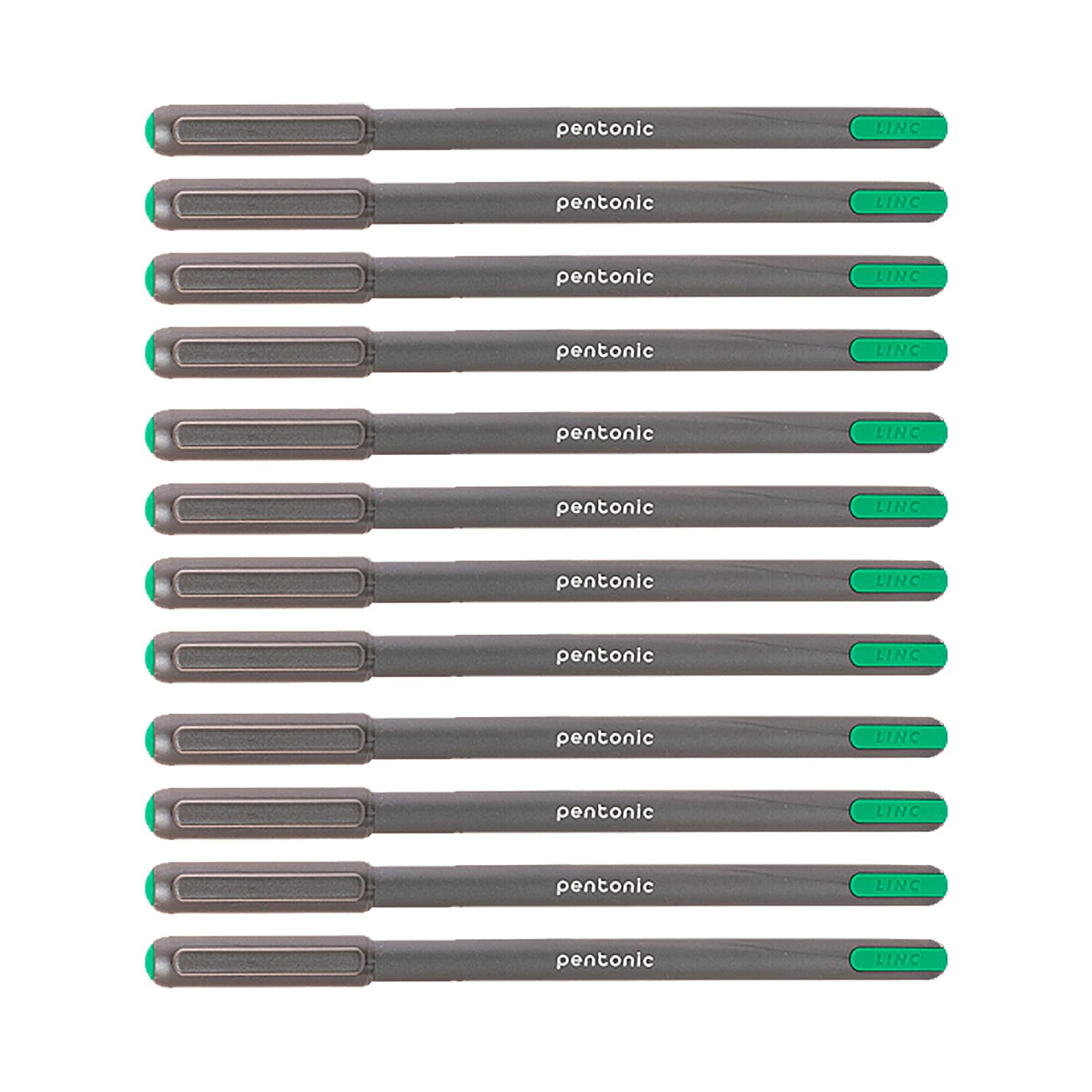 Pentonic LINC Ballpoint Pen/Ballpoint 1 mm/Line thickness 0,5 mm/Retractable/Rollerball pens/Smooth writing/Green/School/Office supply/For journaling, note taking/12 pieces