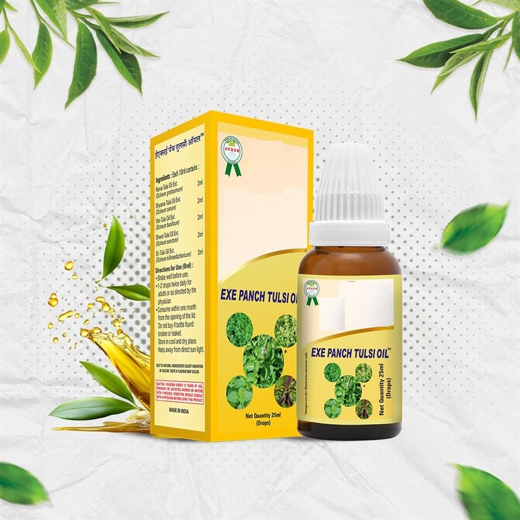 EXE Panch Tulsi Oil | Ayurvedic Tulsi Drops Herbal Antibacterial & Antiviral Drops 25 ml — Amazon image 3