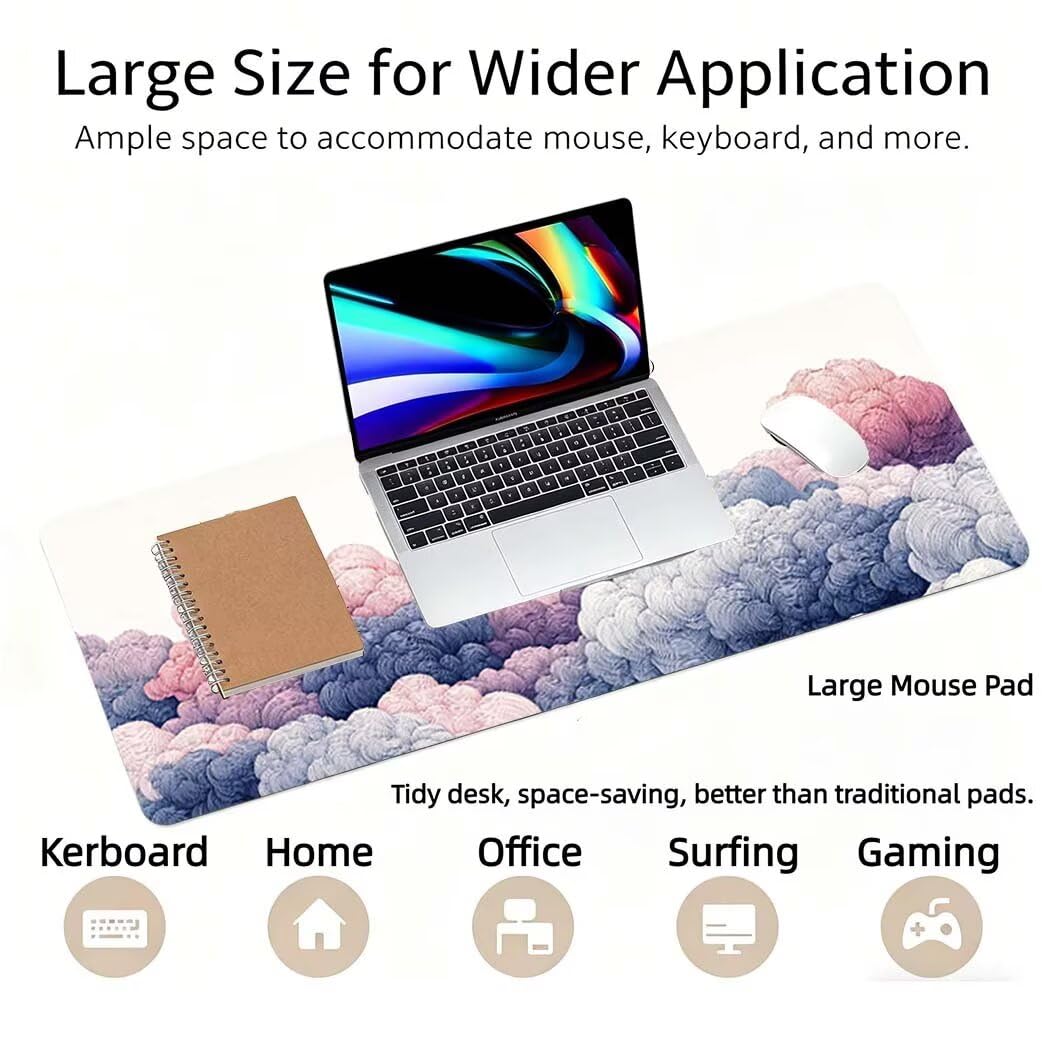 Lpfieonn Katze Schreibtischunterlage XXL, Rot Schreibtischunterlagen Großes, Gaming Mousepad XXL mit ernähter Rand und Rutschfeste Gummibasis, Wasserdicht Desk Mat für PC/Laptop/Mausa 120x60cm PF-3518