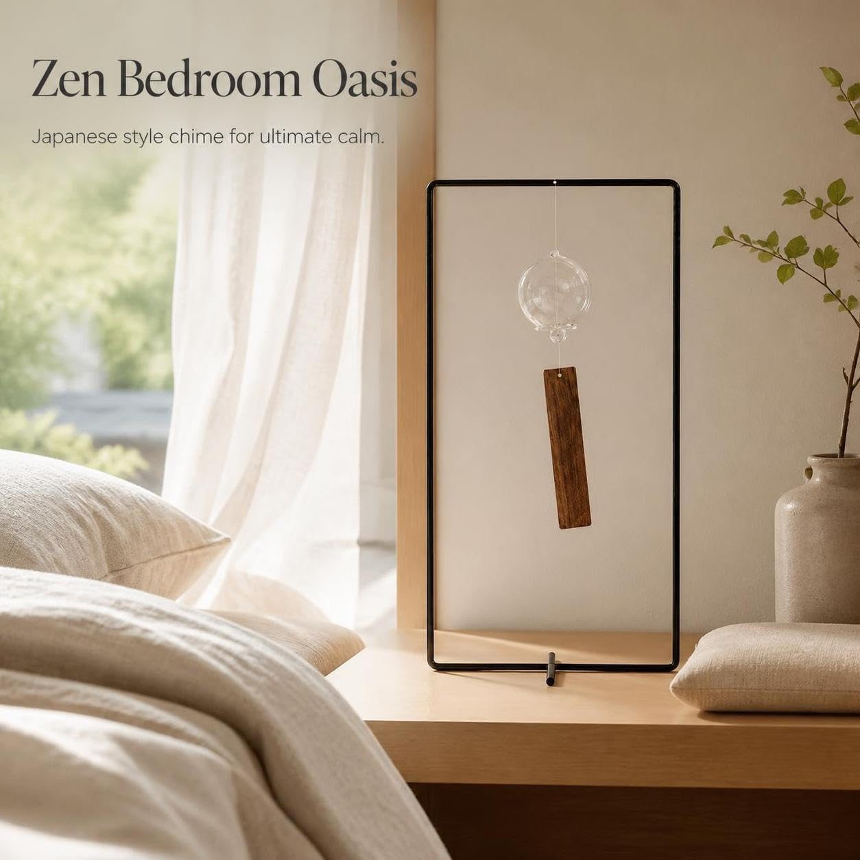 Japanisches Windspiel mit Ständer, violettem Sandelholzstab