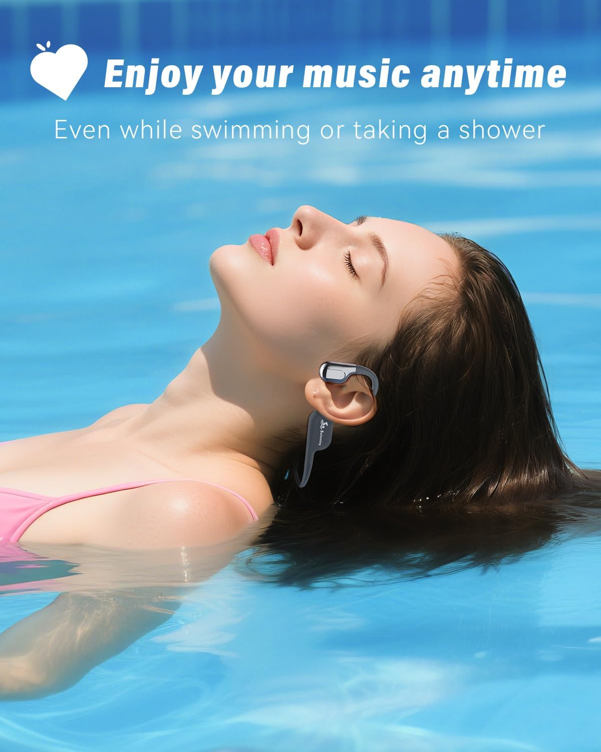 ASNTEN Swimming Headphones, Bone Conduction Earbuds IP68 Waterproof Earbuds, 8G MP3 Player Swimming Earphones Underwater, Bluetooth 5.4 Open Ear Headphones for Swim Run Cycle Surf