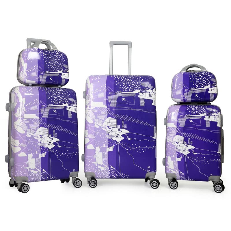 Fabric 5 Spinner Hardsided 8 Wheels Trolley Bag-Purple,H-66Cm-image-17