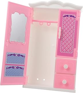 HONMEET Armário De Boneca Guarda-Roupa Brinquedo De Madeira Mini Bonecas De Bebê Armário Infantil Guarda-Roupa De Plástico Em Miniatura Casa De Bonecas Guarda-Roupa Armário Casa De