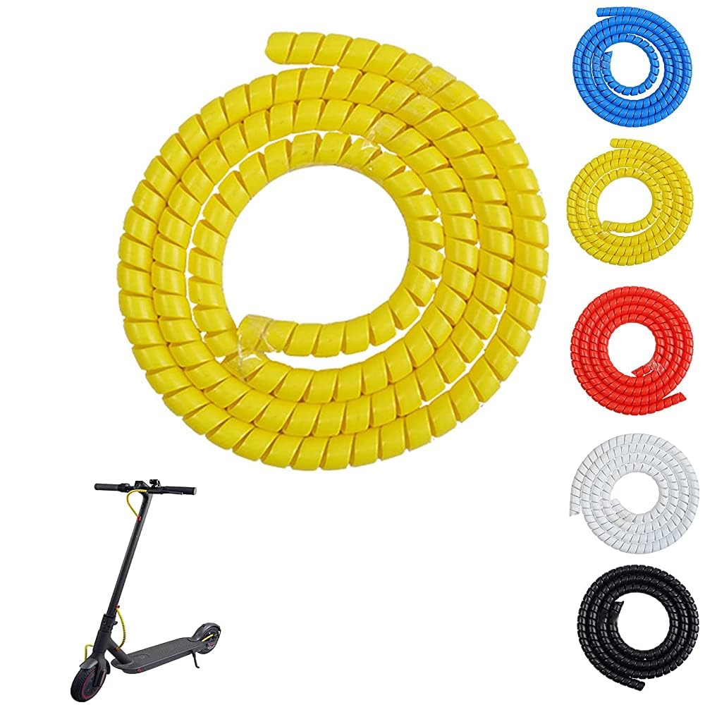 CERFFOOL 1M Spiral Cable Protector for Xiaomi M365/Pro/1S for Ninebot G30 Scooter Brake Spiral Tube Cable Protector Cover for Electric Scooter Accessory (Yellow)