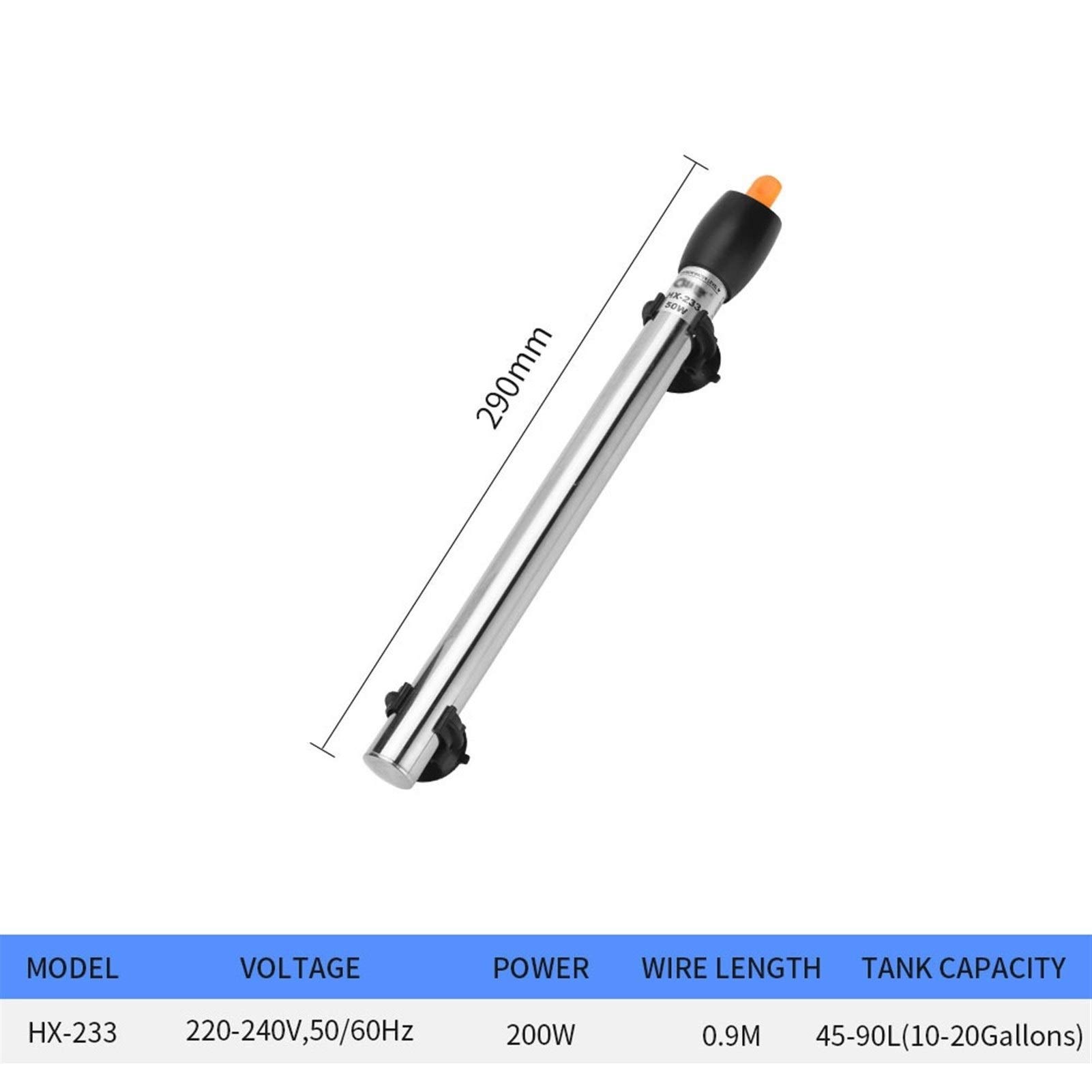 Chauffe-mains Chauffe-aquarium en acier inoxydable réglable Tige de chauffage Thermostat submersible for Fish Tank 50W / 100W / 200W / 300W / 500W (Color : 100W)