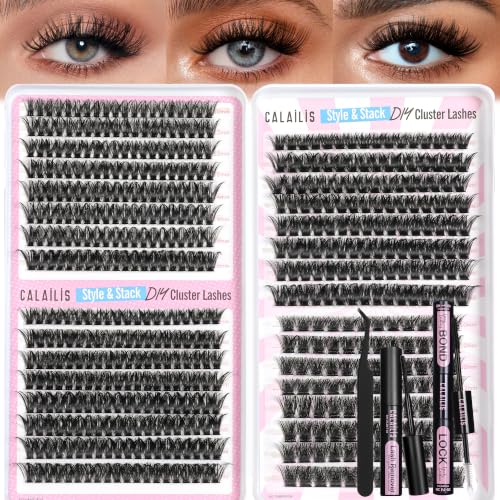 CALAILIS Wimpern Extensions Set, 4 Stile 544 Stück Wimpern Cluster Lashes – Ansicht 1