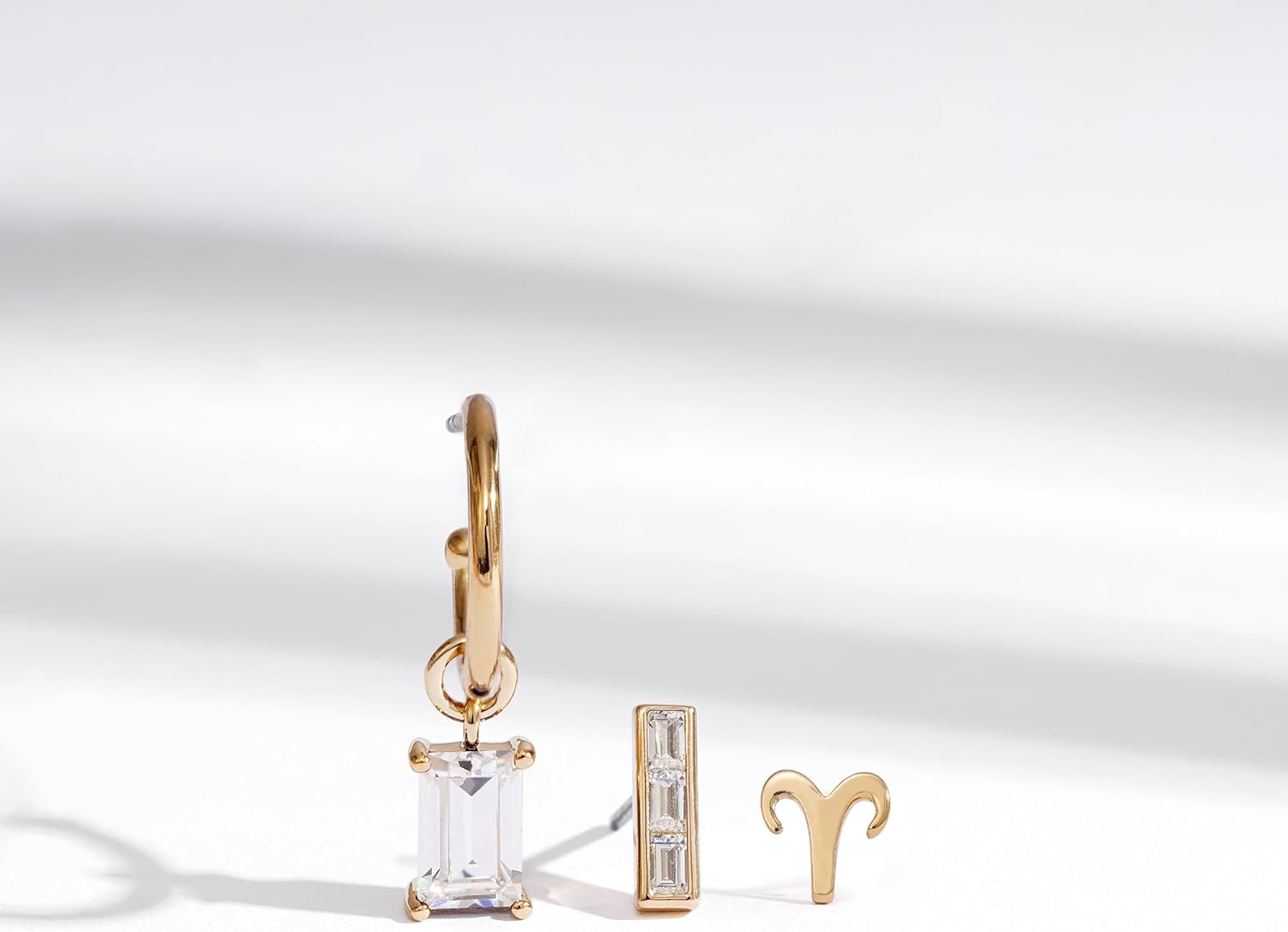 Amazon Essentials Yellow Gold Plated Brass Birthstone Stud and Hoop Set Earrings - Image 3