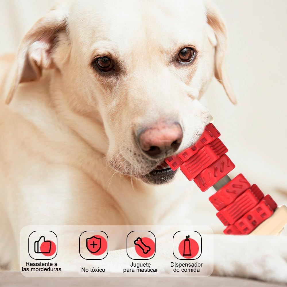 Indestructible Dog Toys - Natural Rubber Heavy Duty Chew, Dental Cleaning, Anti-Stress and Interactive Teether for Large and Medium Dogs (Red) 5