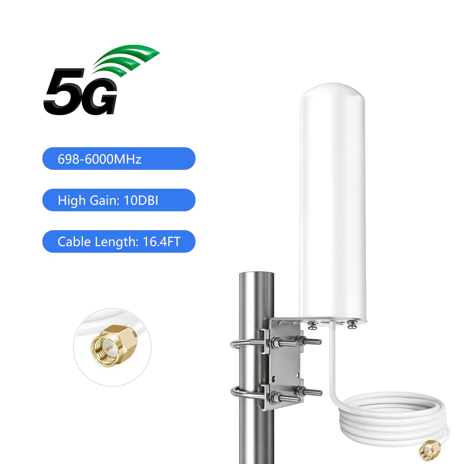 Antenne extérieure à connecteur SMA/TS9 WiFi 5G 4G LTE 10 dBi large bande à gain élevé