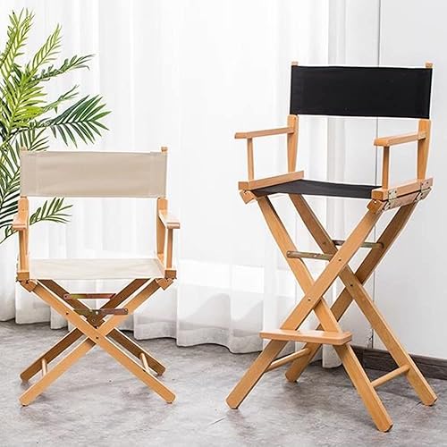 Miniatura 7 de DIBAKO Silla de directores de 30 pulgadas, taburete de madera plegable, silla plegable para artista de maquillaje, taburete plegable de altura,