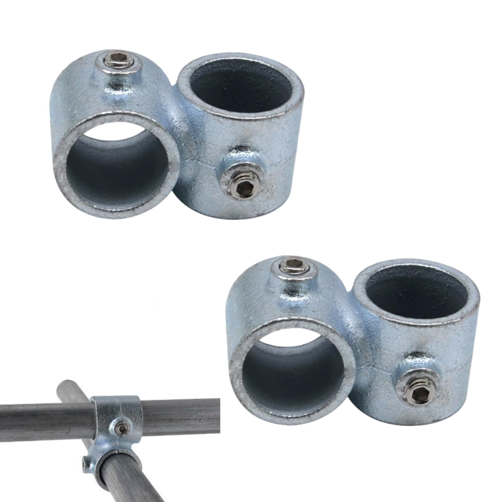 2Pcs Crossover Clamp Adjustable Structural Railing Fittings Pipe Fitting Clamp Fits 1" Nominal Galvanized Tube (Actual OD 1.315")