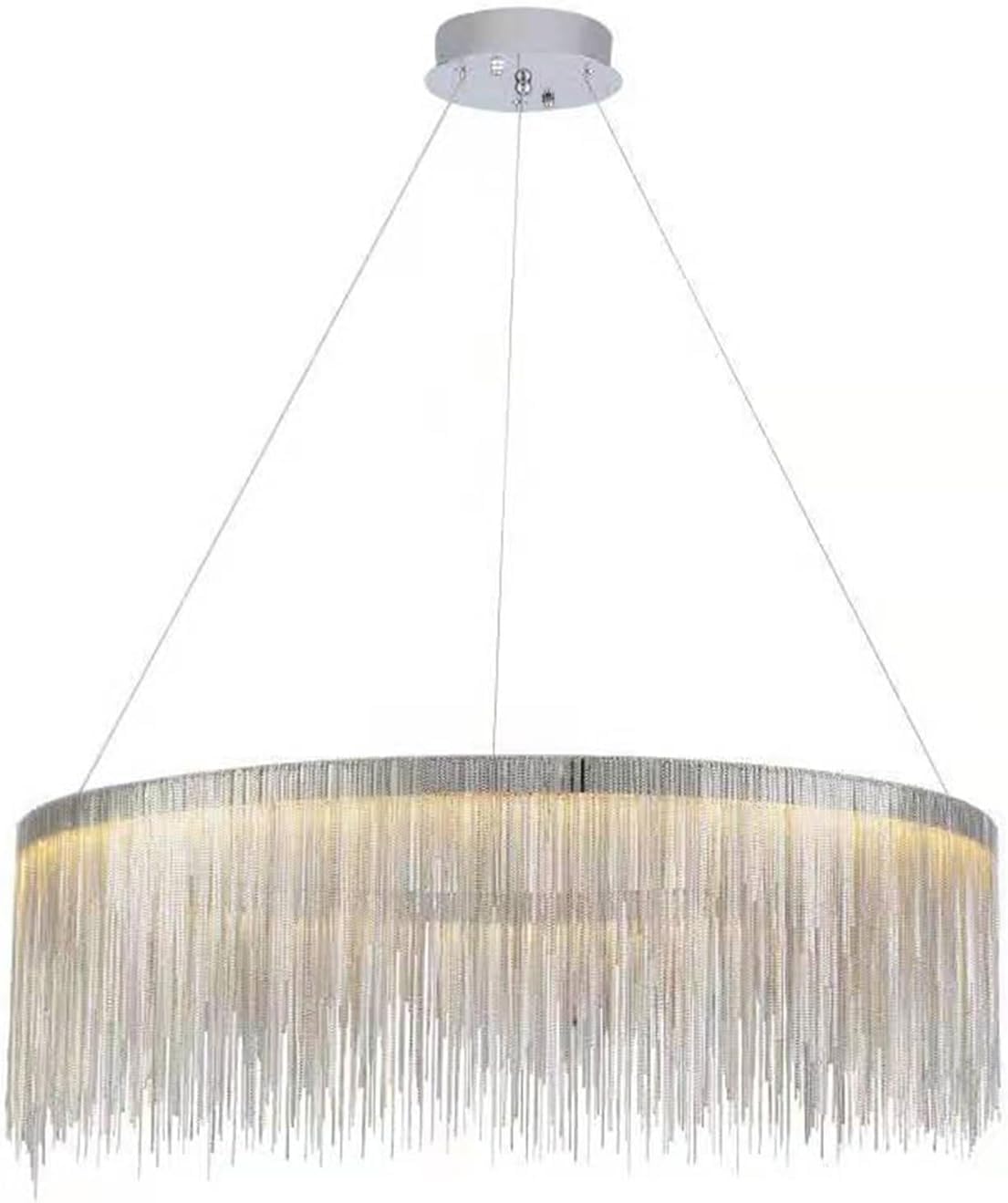 HYJAUSXB Luxury Crystal Chandelier with Metal Strip LED Dimmable Pendant Light