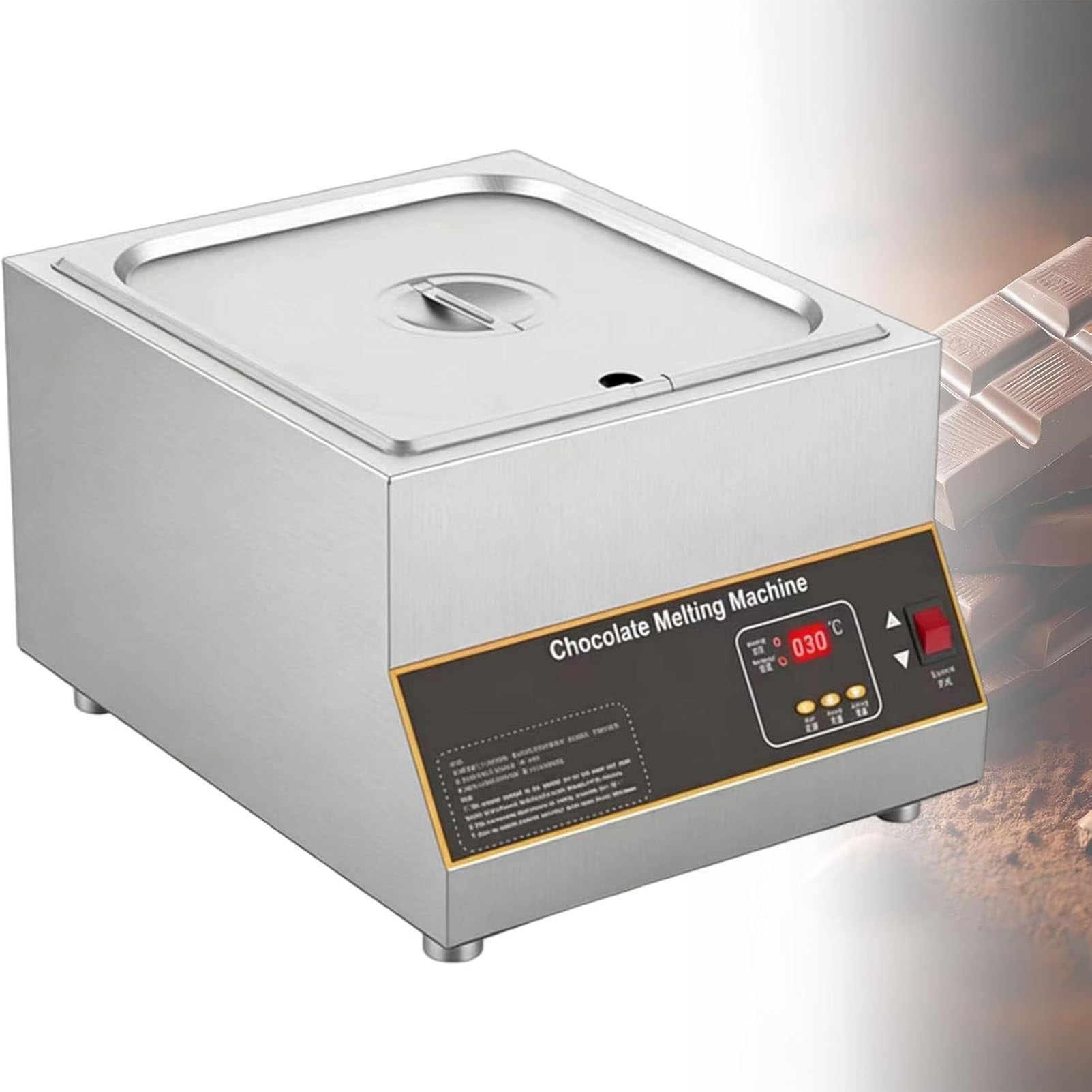 Tempéreuse à Chocolat, fondoir à Chocolat, contrôle de température de 0 °C à 85 °C avec Affichage numérique, pour la Restauration, Les Restaurants et Les cantines. Single-Cylinder