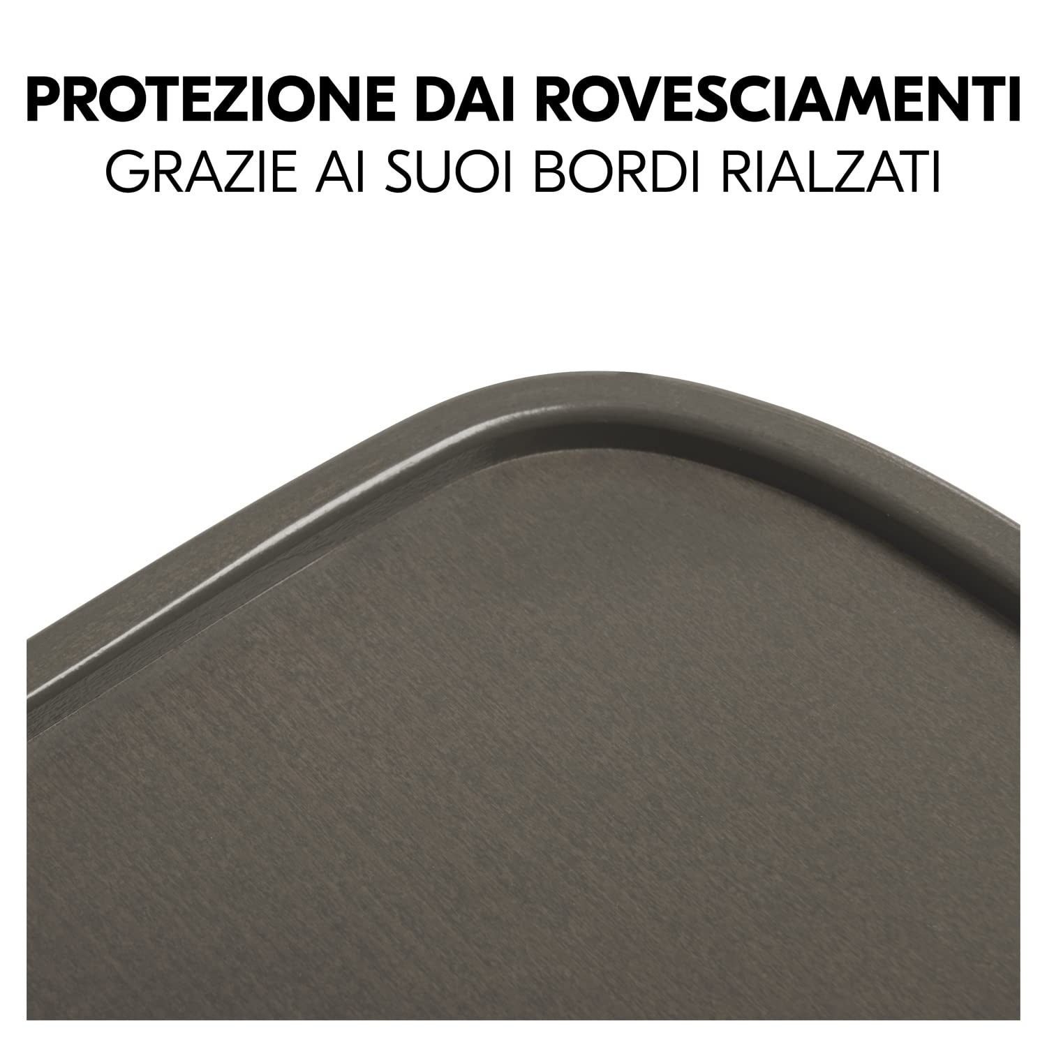 hauck Alpha Wooden Tray, Carbone - Vassoio in Legno Compatibile con Seggiolone Pappa Alpha+ e Beta+ per Bambini 6-36 Mesi, con Bordo Rialzato e Cert. FSC®