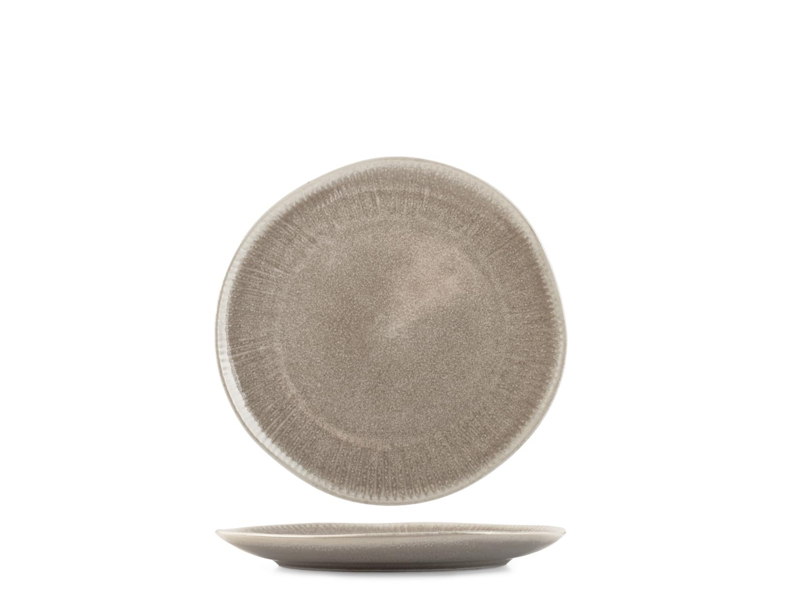 H&H Set of 6 Fruit Plates in Stoneware Yucatan 21 cm – Beige – Minimal Design with Reactive Effect and Texture – Perfect for Fruits, Desserts and Side Dishes – Also Suitable for Catering